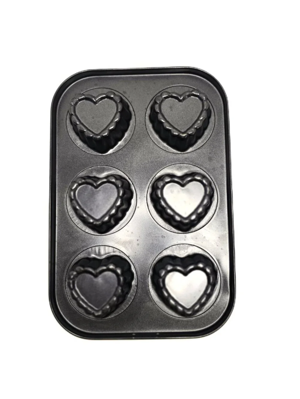 Wilton Cupcake Pan 6 Ruffled Hearts Non Stick Valentines 2012 #2105-0771 Muffins